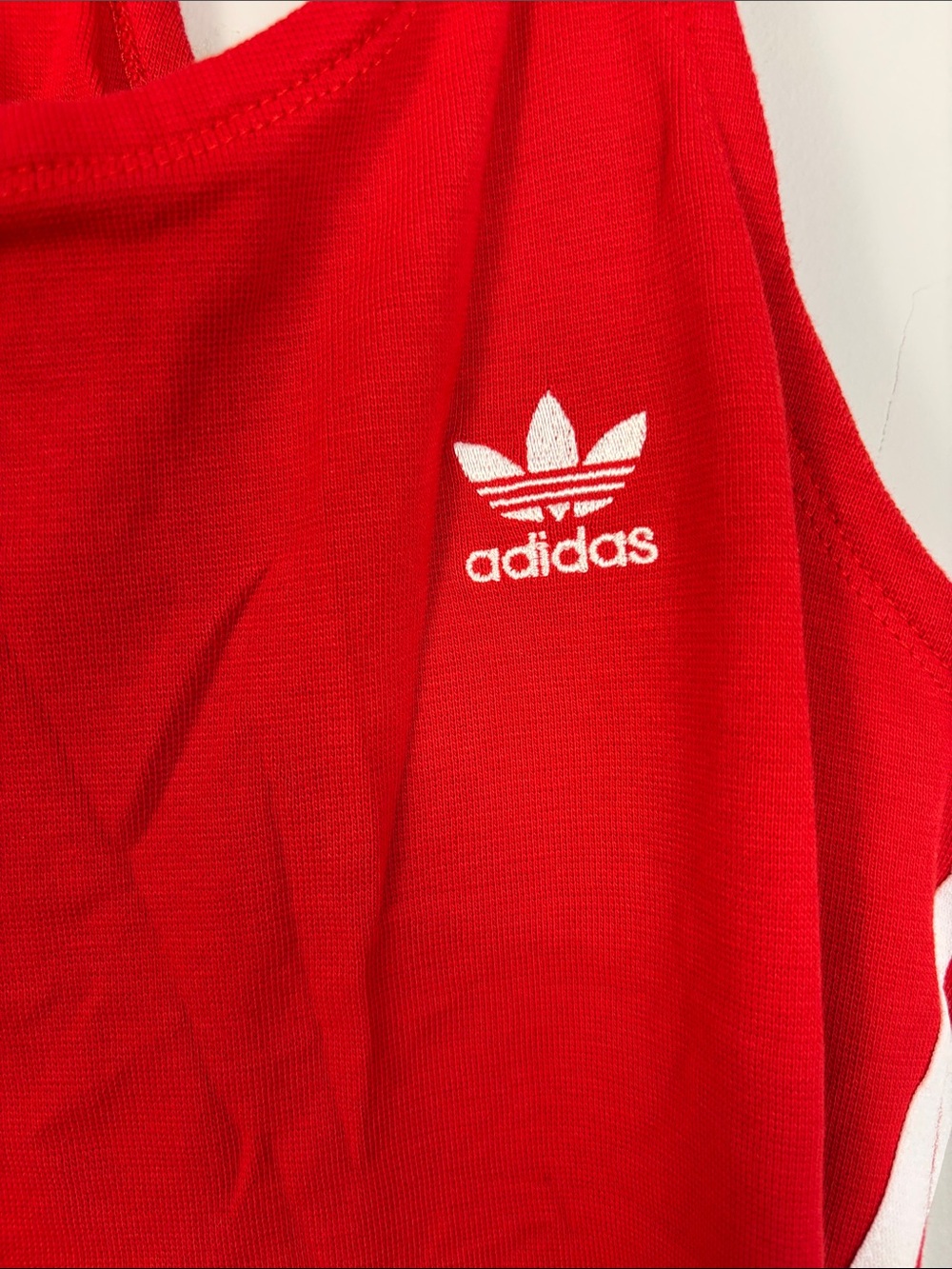 Adidas Originals Adicolor Racerback Red Dress with White Stripes Size Medium - Picture 5 of 15
